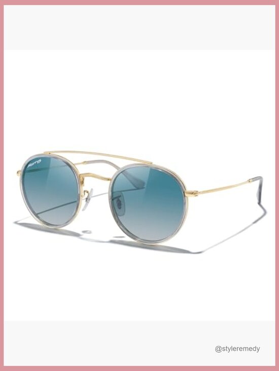 Retro Round Polarized Sunglasses with Metal Frame and Double Bridge